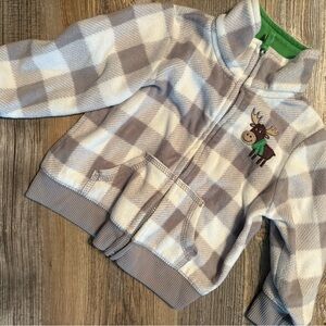 Carter's Gray and Green Fleece Jacket with Moose Design
